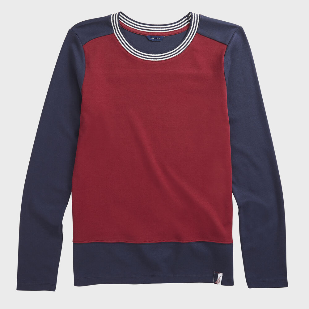 COLORBLOCK KNIT TOP,Classic Red,large