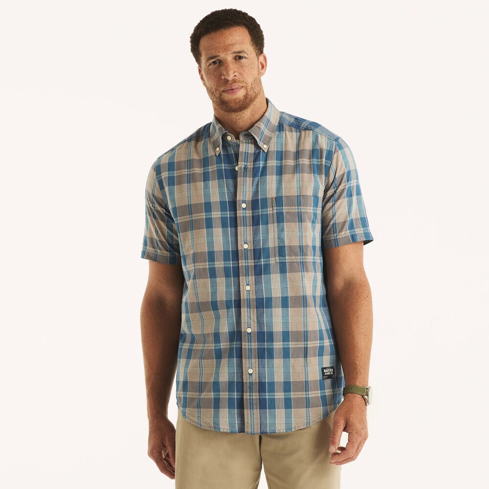 short sleeve plaid dress shirts Nautica Men's Big & Tall Short Sleeve Printed Shirt, XLT, Cotton