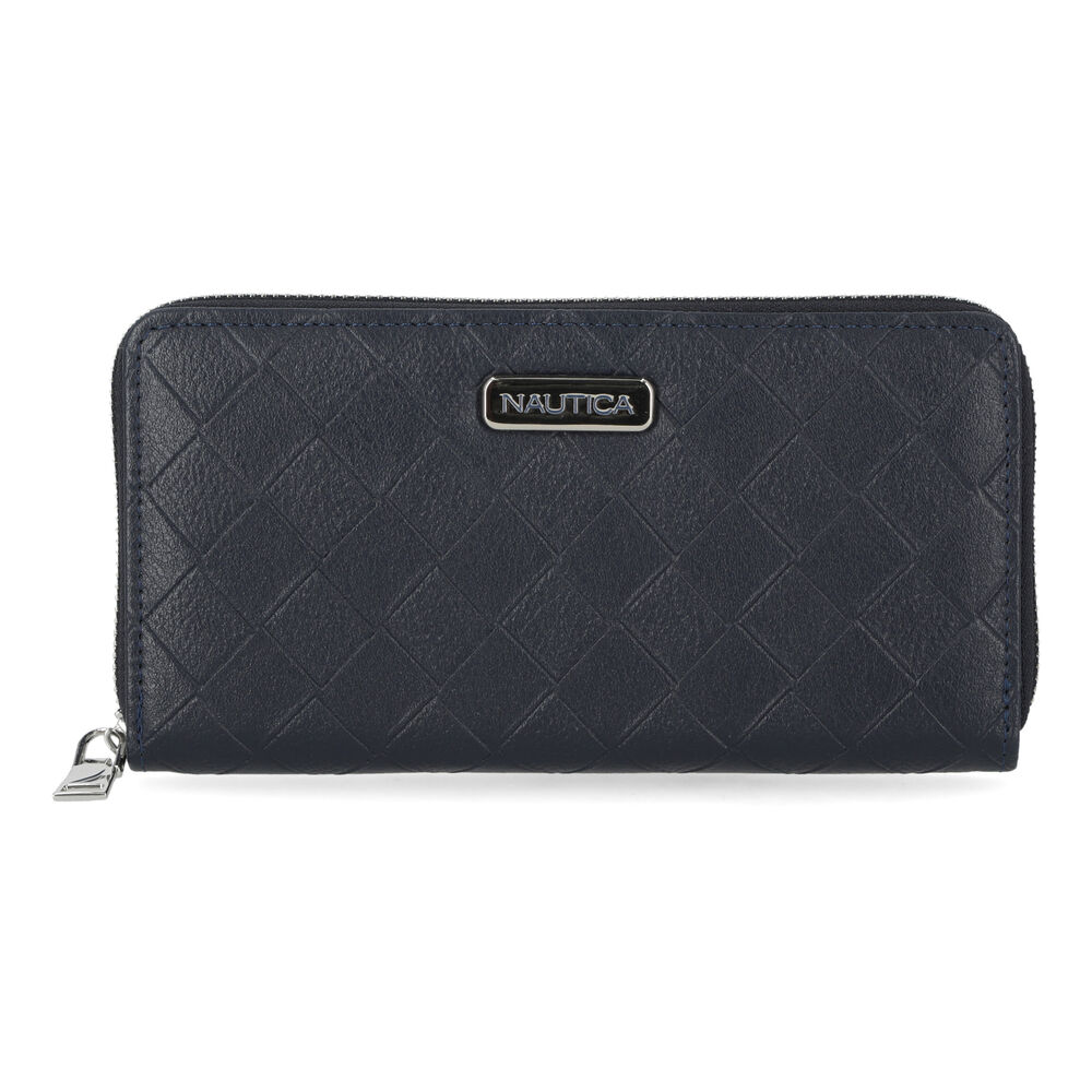 Woven Zip Wallet,Workshirt Blue,large