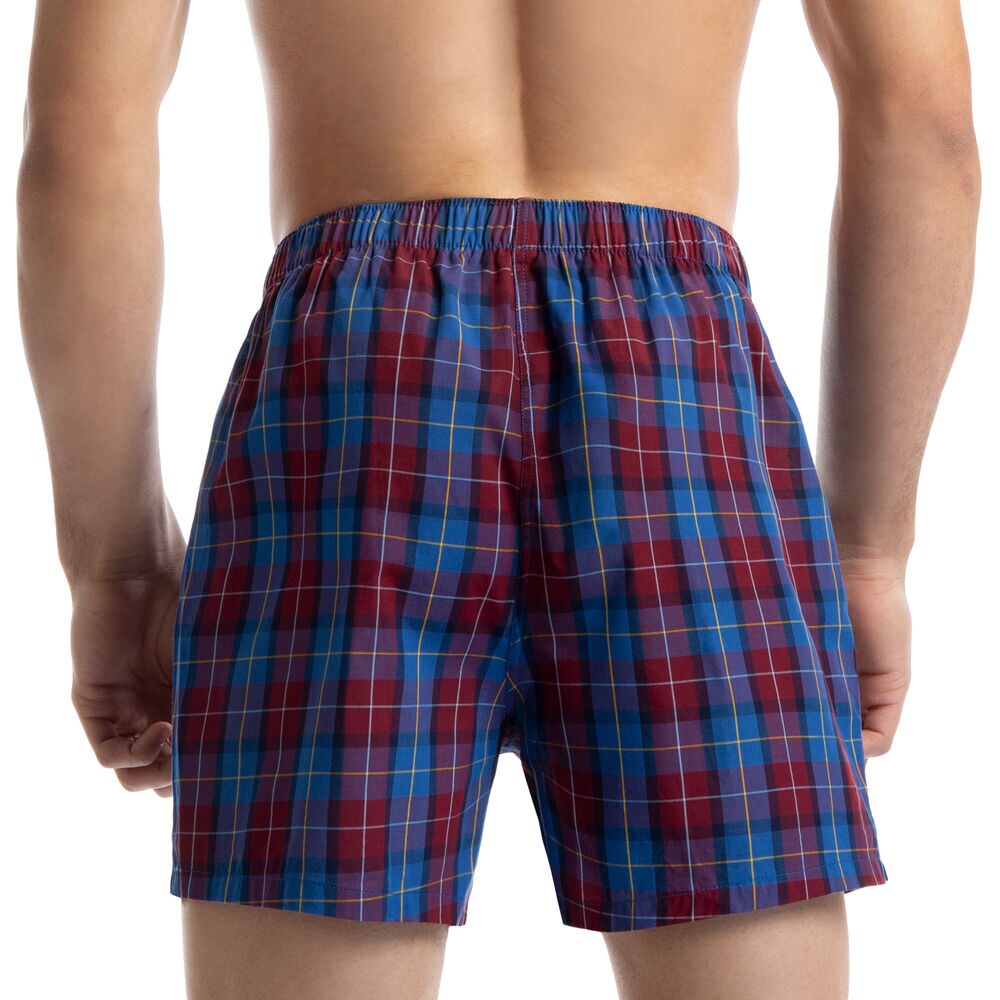 STRETCH PLAID WOVEN  BOXERS,Hibiscus,large