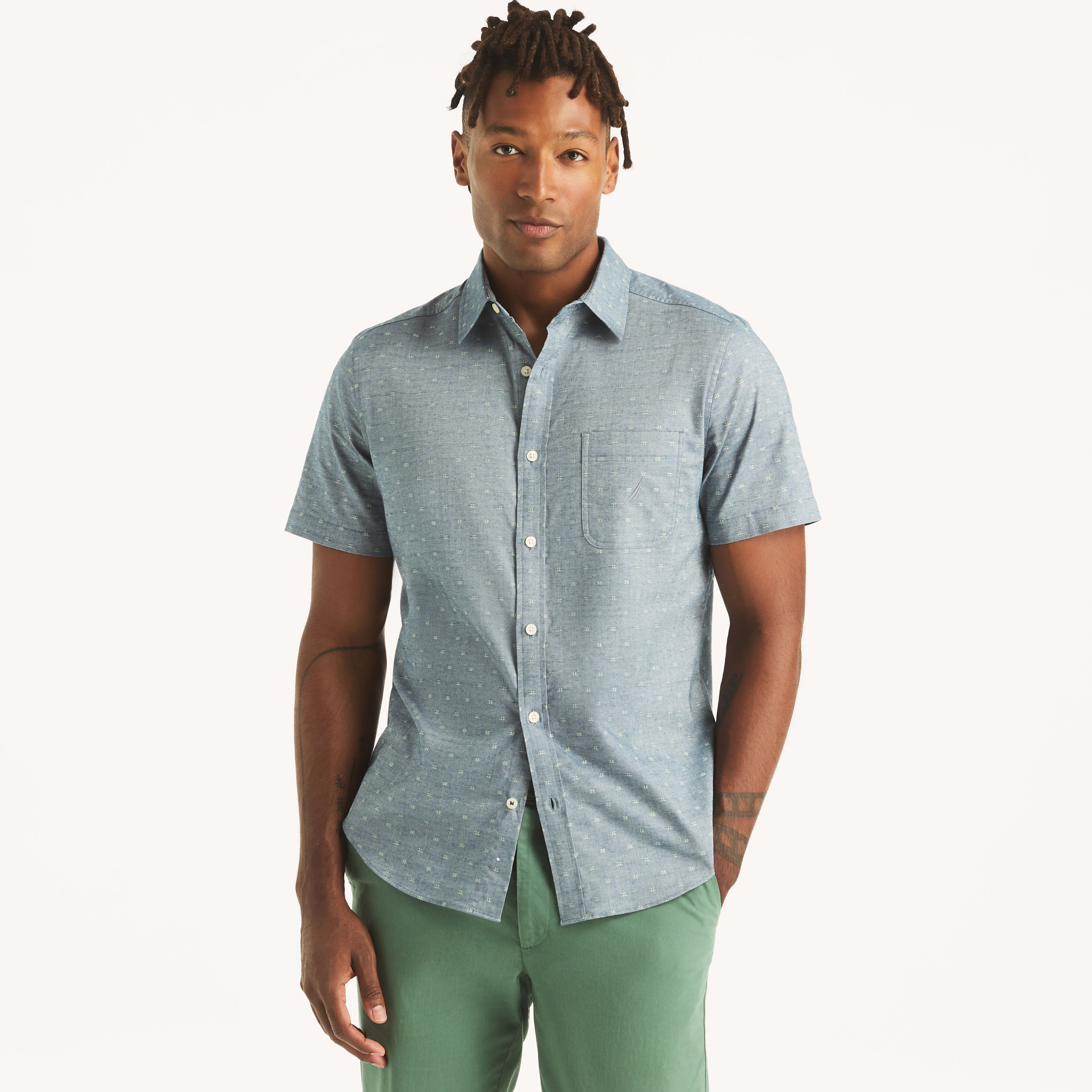 Dobby Striped Short-Sleeve Shirt | Nautica