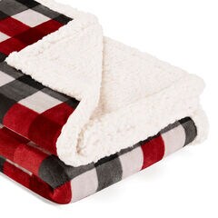 Gratton Ultra-Soft Plush Throw Blanket in Red Plaid,Lure Red,large