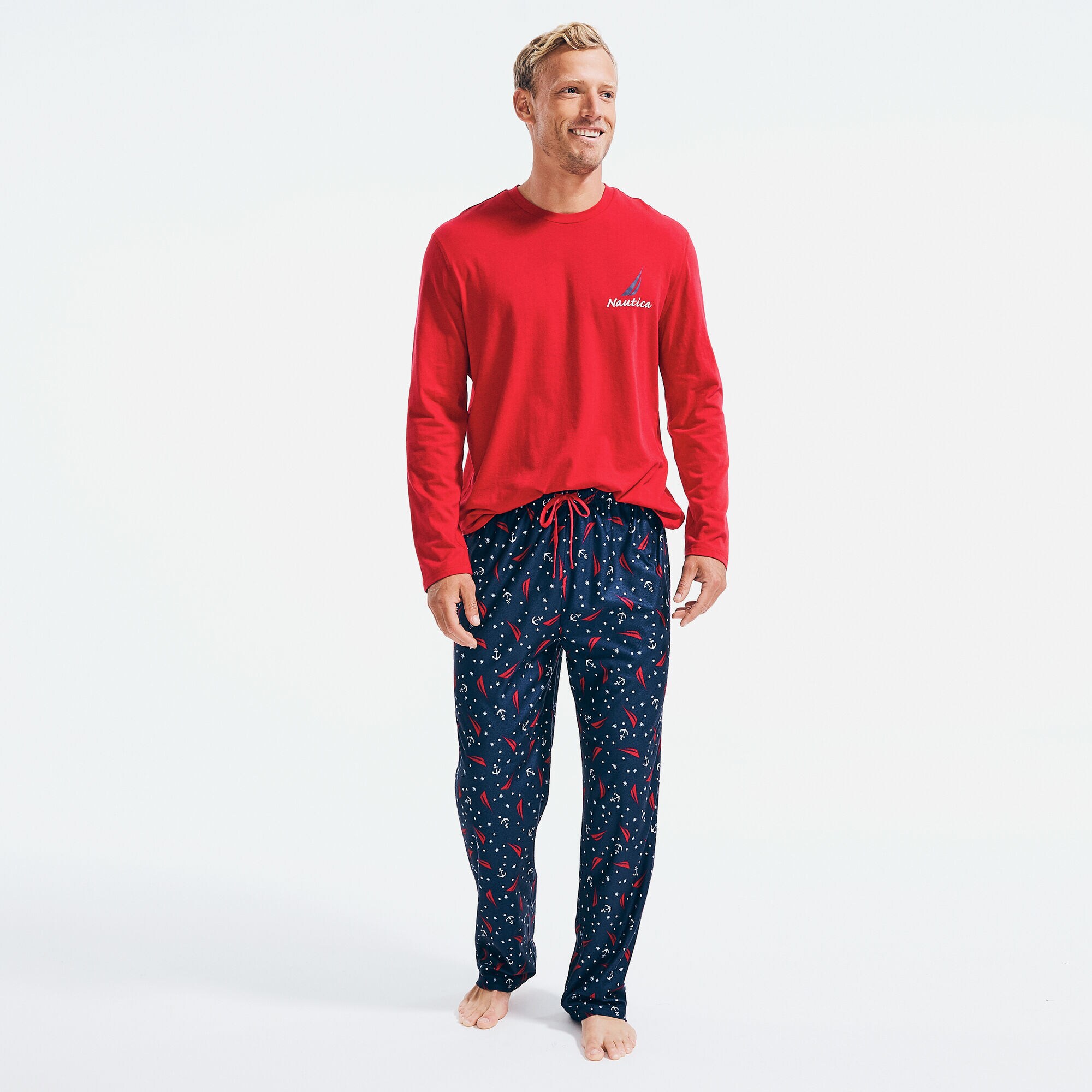 MEN'S NAUTICA FAMILY PAJAMA SET,Sapphire/Pitch Yellow,large