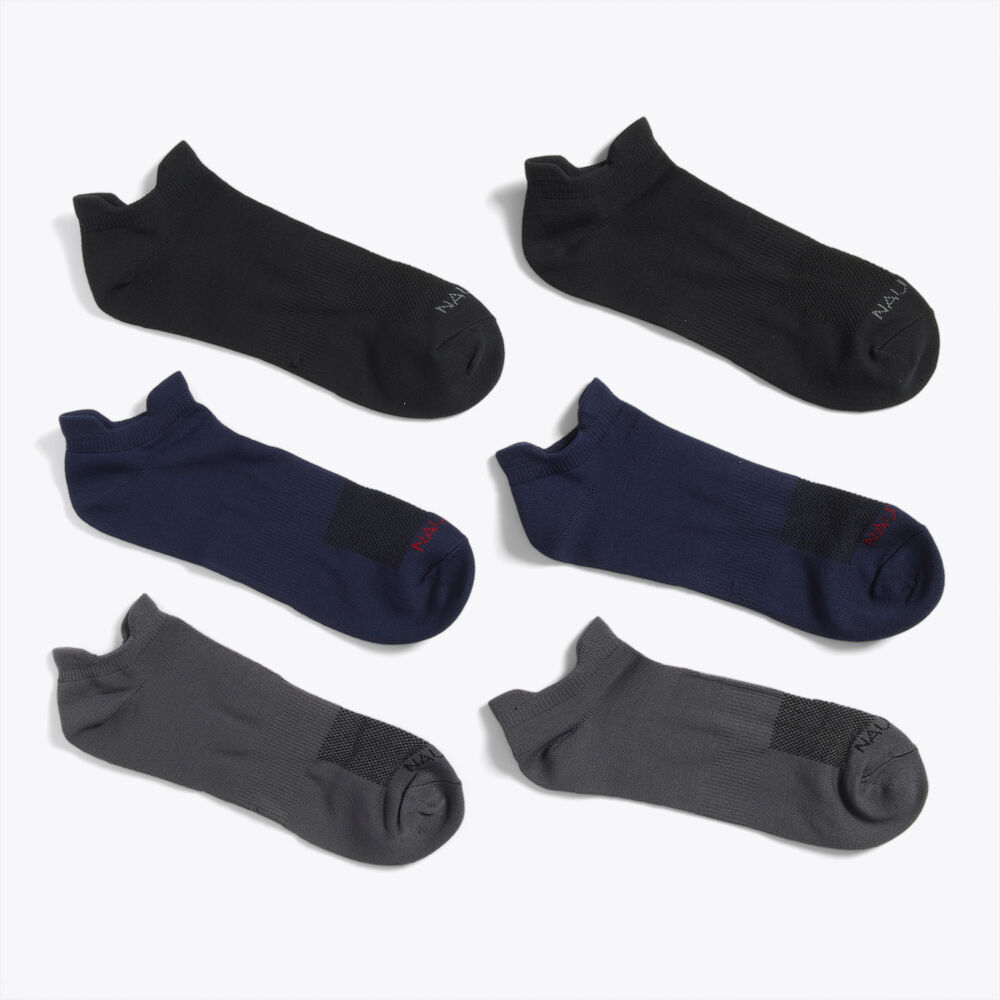 ATHLETIC LOW-CUT MICROFIBER SOCKS, 6-PACK,Black Onyx,large