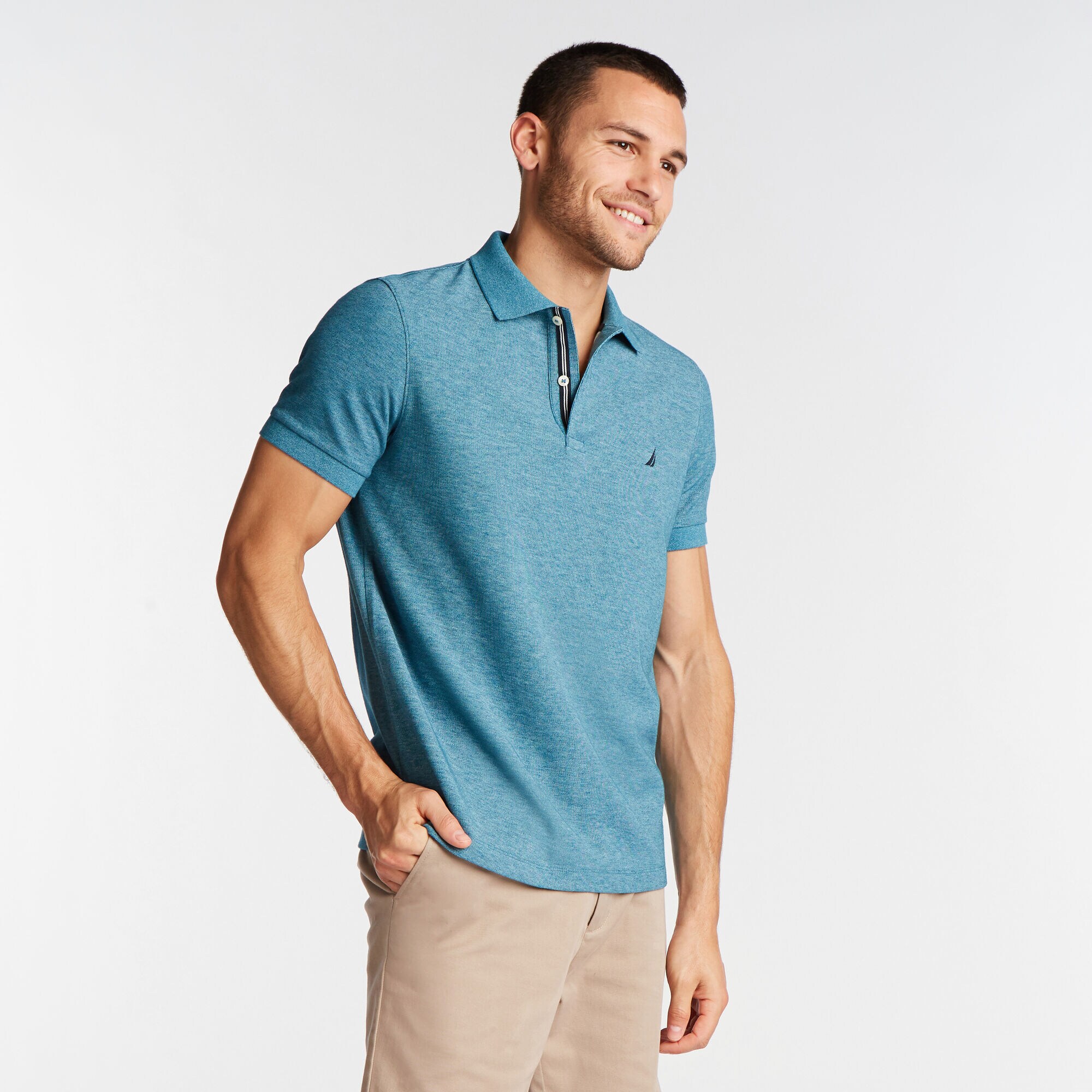 SLIM FIT PERFORMANCE DECK POLO,Ocean Depth Heather,large