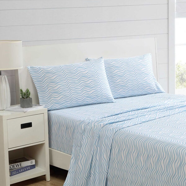 Lineary Waves Blue Queen Sheet Set