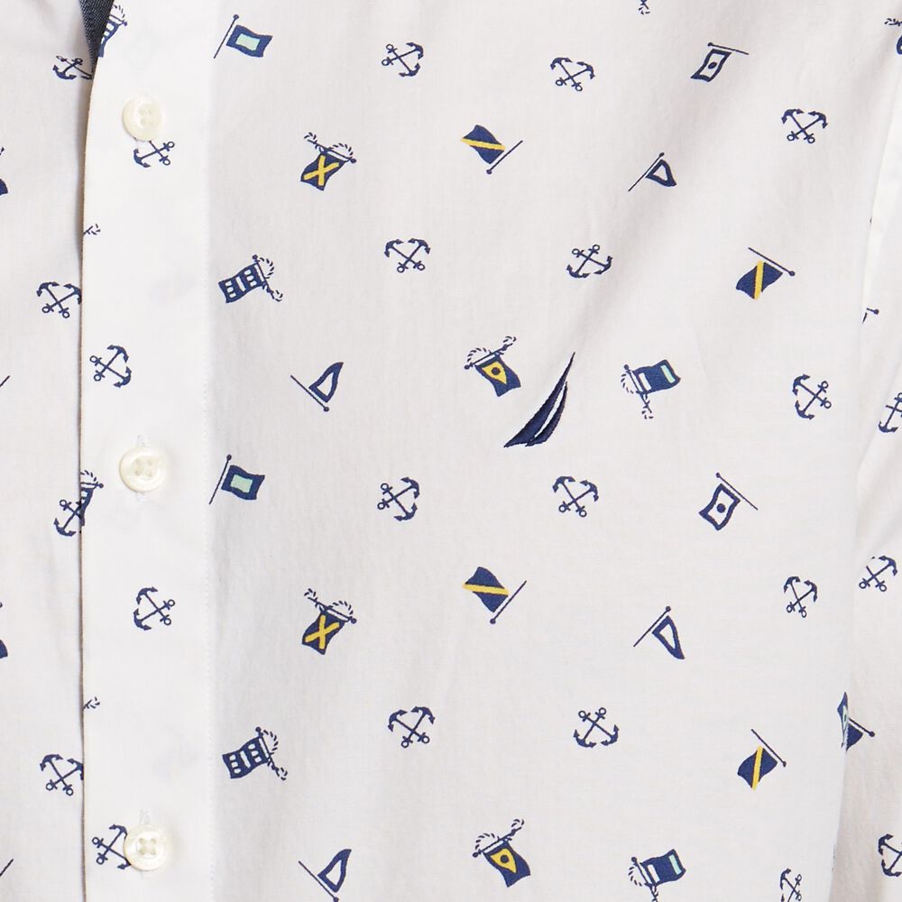SIGNAL FLAG PRINT SHIRT,Bright White,large