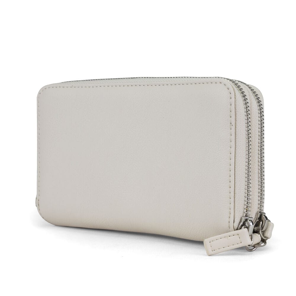 Heritage Logo Double Zip-Around Wristlet,Antique White Wash,large