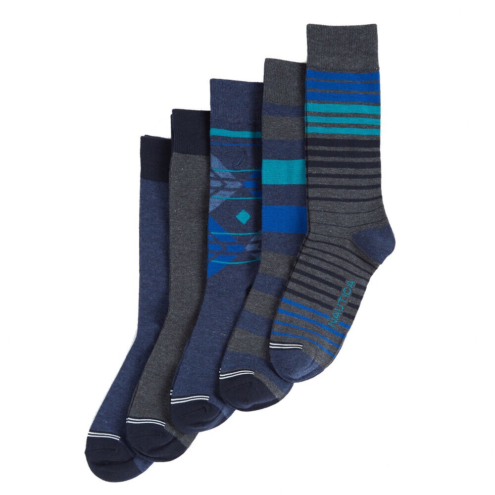 5 Pack Fashion Dress Sock,Navy,large