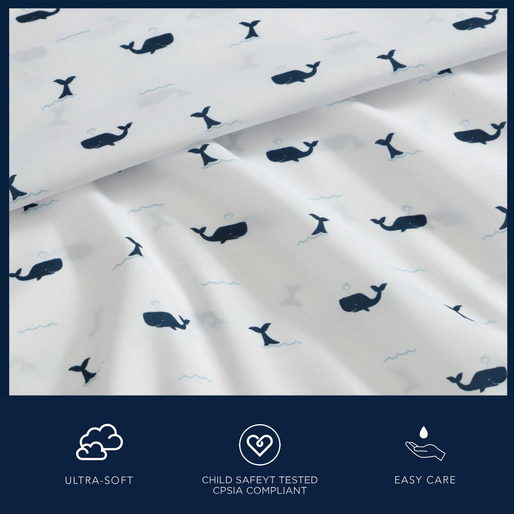 Caspian Whales Navy Full Sheet Set,Bali Bliss,large
