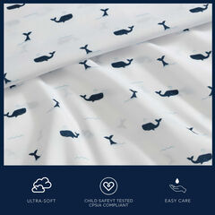 Caspian Whales Navy Full Sheet Set,Bali Bliss,large