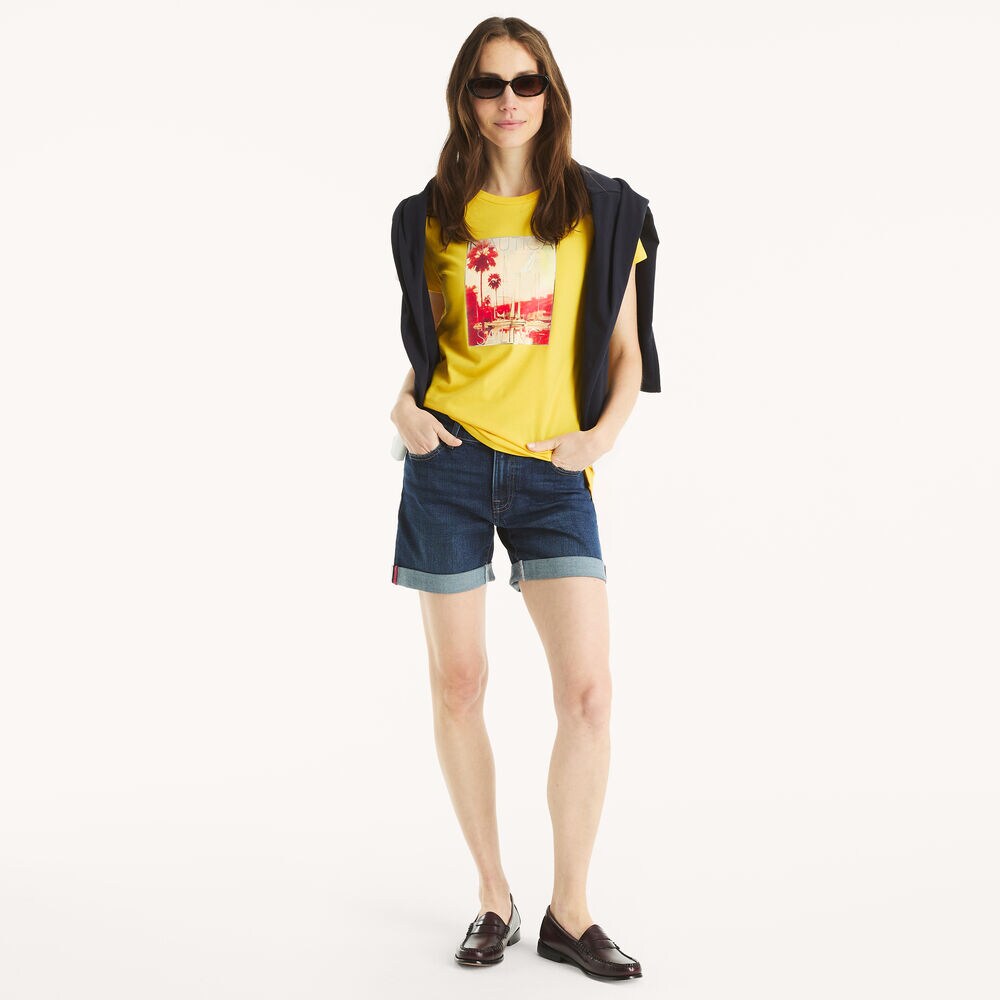 Nautica Sailing Foil Graphic T-Shirt,Lemon Chrome,large