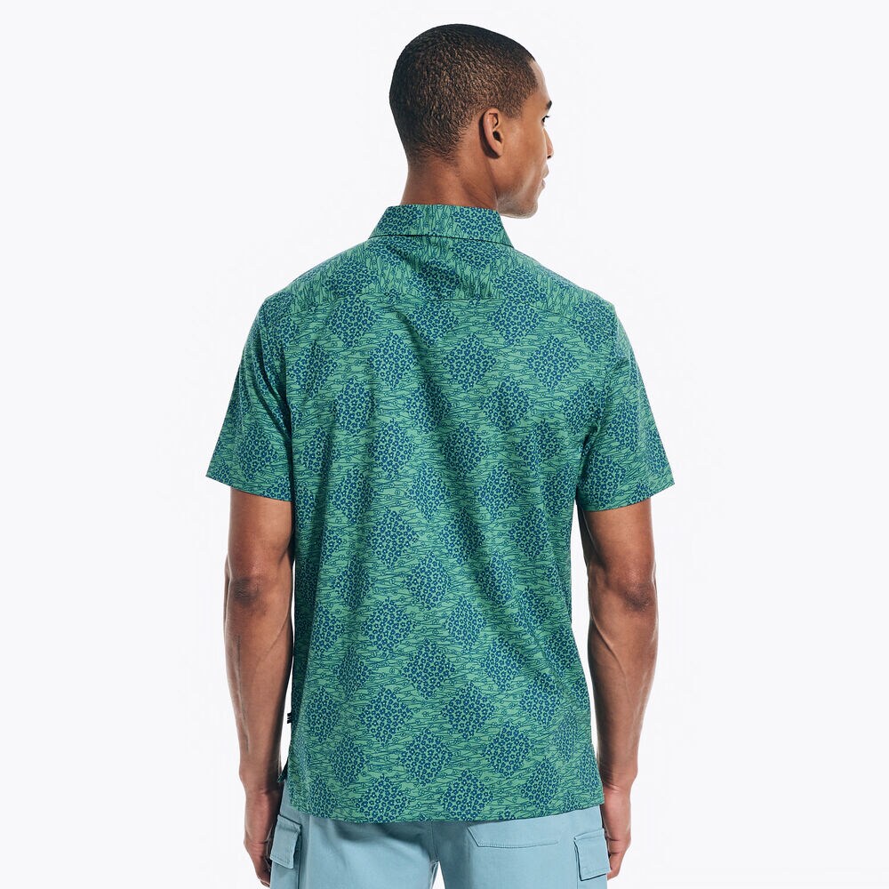 Printed Short-Sleeve Camp Shirt,Green Apple,large
