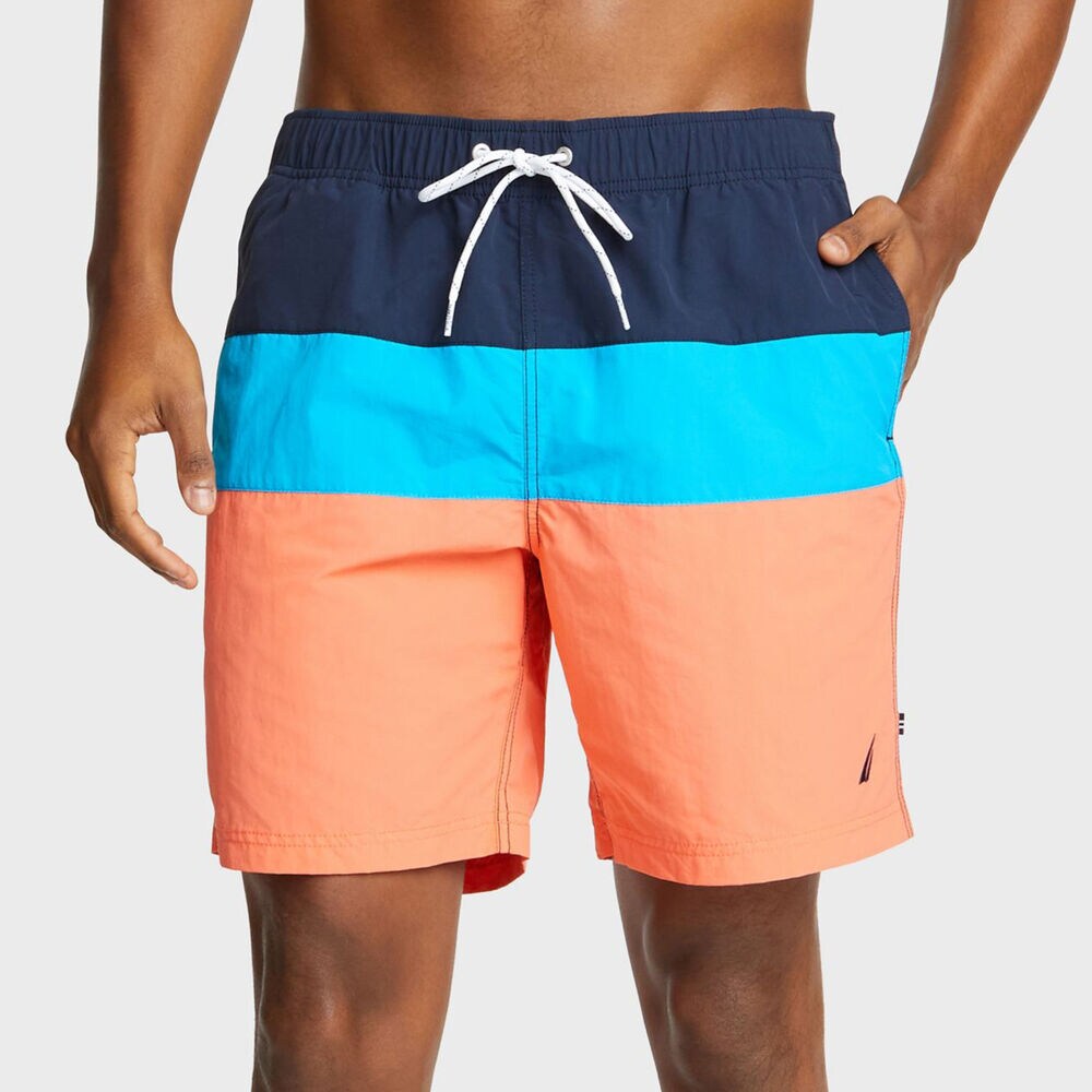 Big & Tall Anchor Colorblock Swim Shorts - 18" Outseam,Livng Coral,large