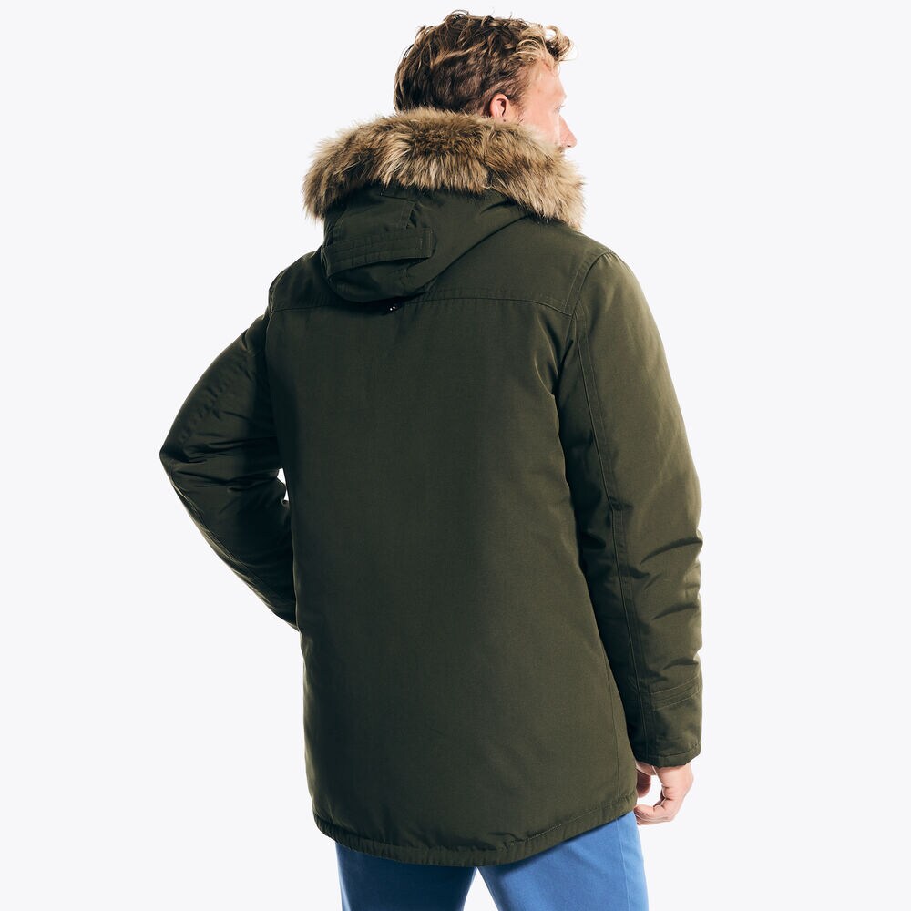 Faux Fur Hooded Parka,Hillside Olive,large