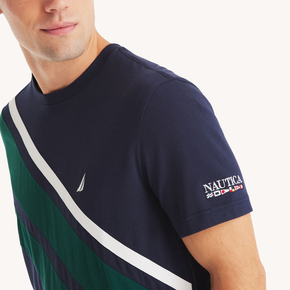 Pieced Crewneck T-Shirt,Stellar Blue Heather,large