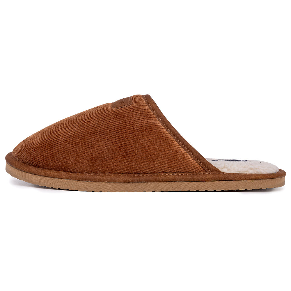 Faux-Fur-Lined Slipper,Dark Brown Heather,large