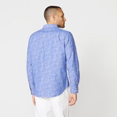 FLORAL PRINT CHAMBRAY SHIRT,Windsurf Blue,large