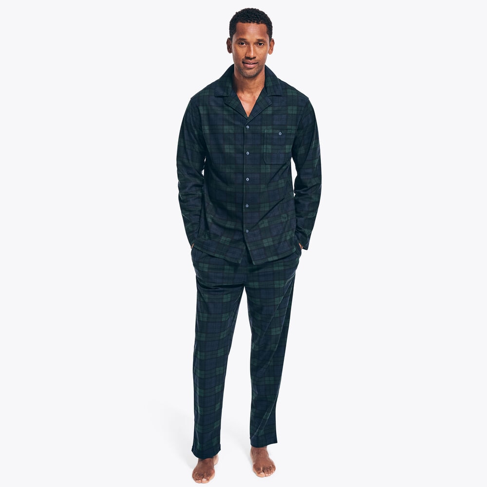 PLAID FLEECE PAJAMA PANT SET,Kelp Seas,large