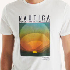 Sunset Vibes Graphic T-Shirt,Bright White,large