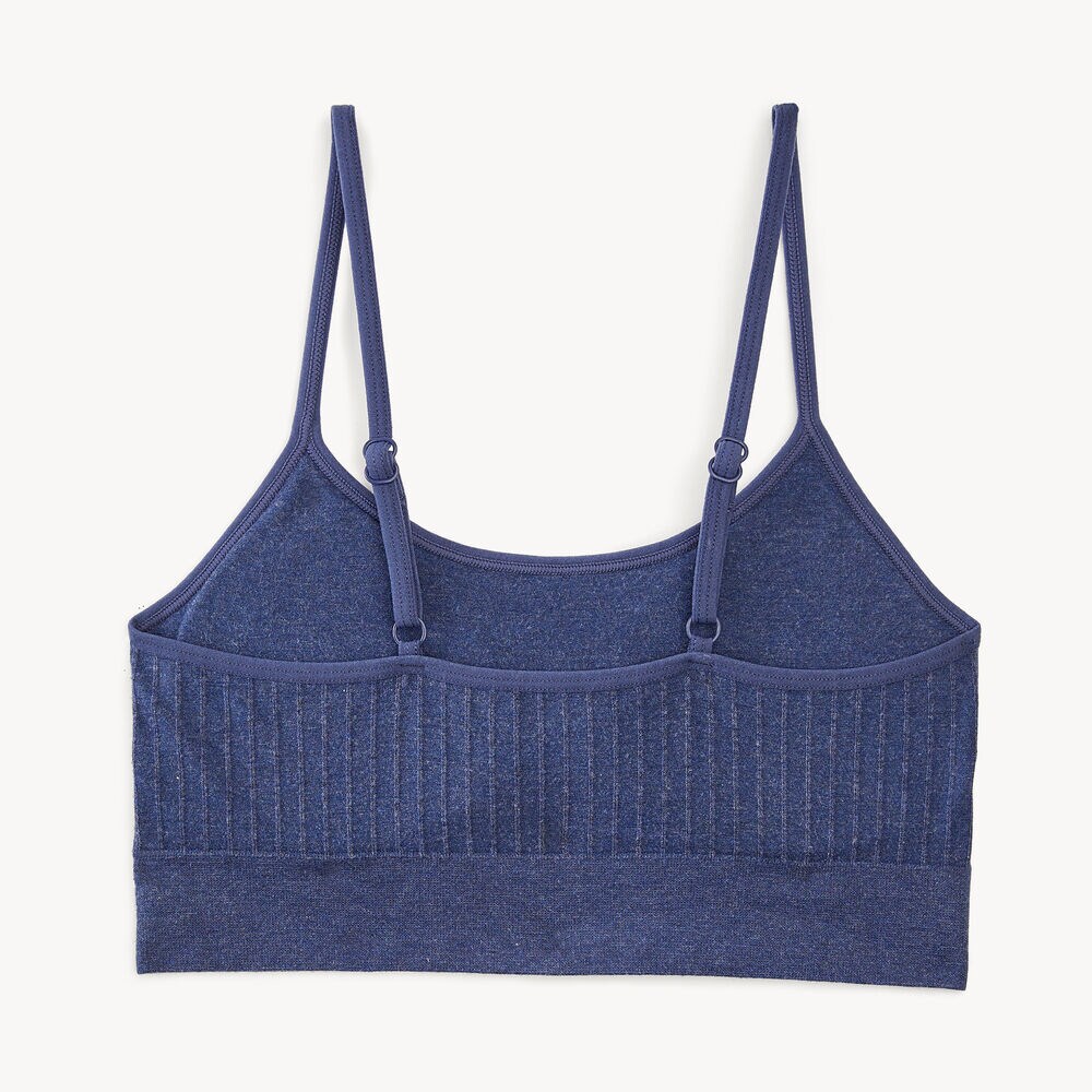 Ribbed Seamless Bra, 3-Pack,Grey Heather,large