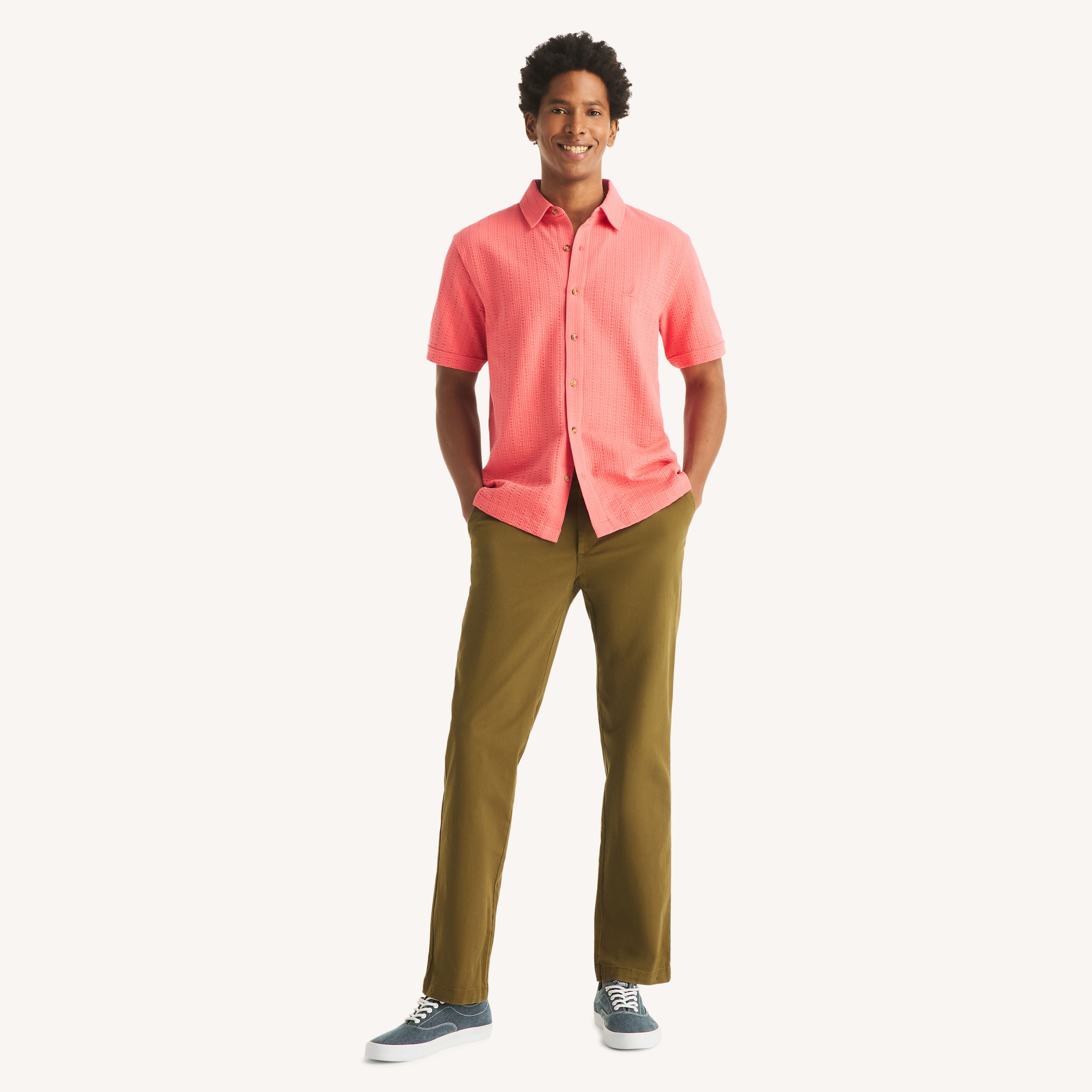 Classic Fit Seersucker Button-Front Polo | Nautica