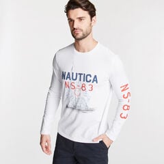 South Island Sailing Long Sleeve T-Shirt,Bright White,large
