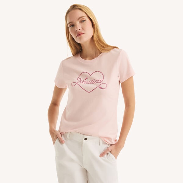 Roped Heart Glitter Graphic T-Shirt