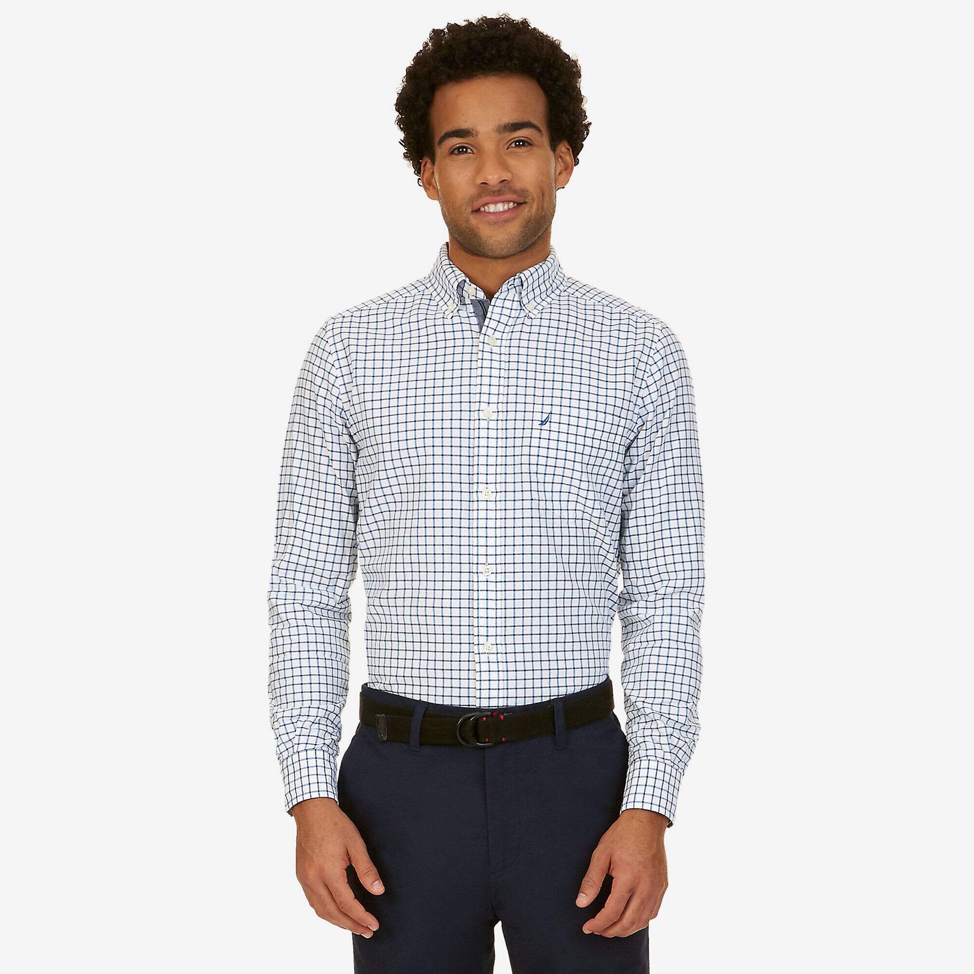 Classic Fit Tattersall Shirt,Reef Blue,large