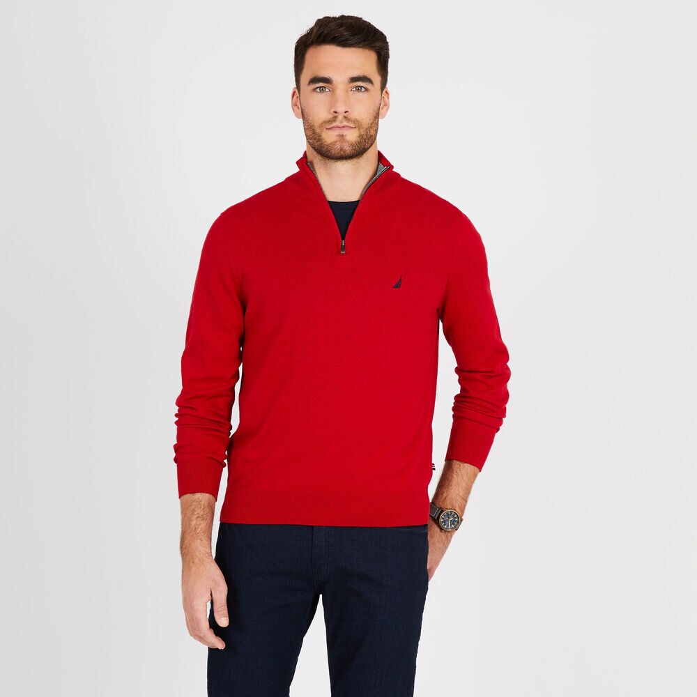 Big & Tall Quarter-Zip Mock-Neck Sweater,Nautica Red,large