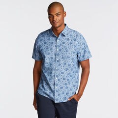 CLASSIC FIT SHORT SLEEVE CHAMBRAY SHIRT IN FLORAL,Riviera Blue,large