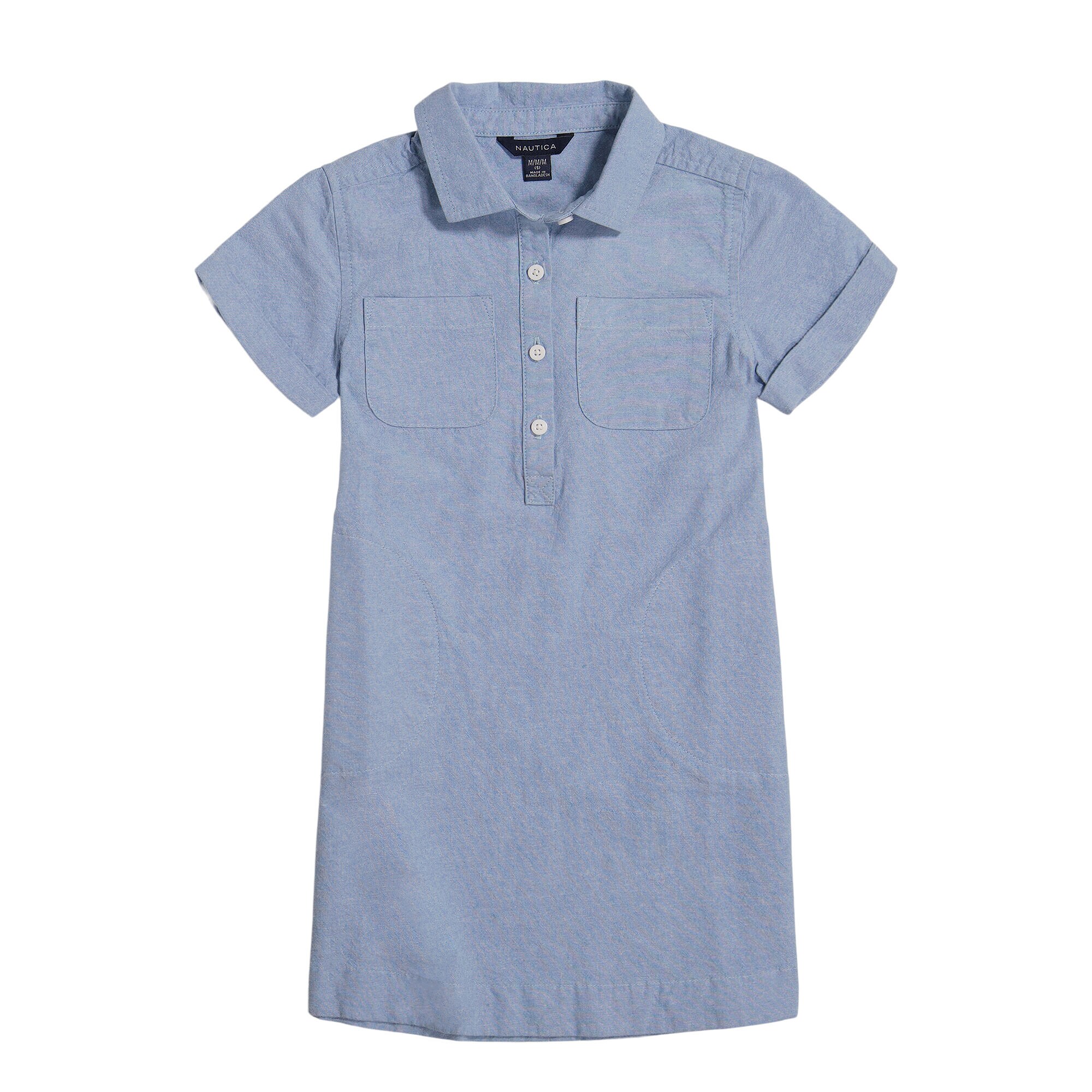 GIRLS' CHAMBRAY SHIRT DRESS (7-16),Nite Sea Heather,large