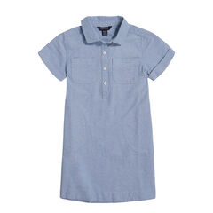 GIRLS' CHAMBRAY SHIRT DRESS (7-16),Nite Sea Heather,large