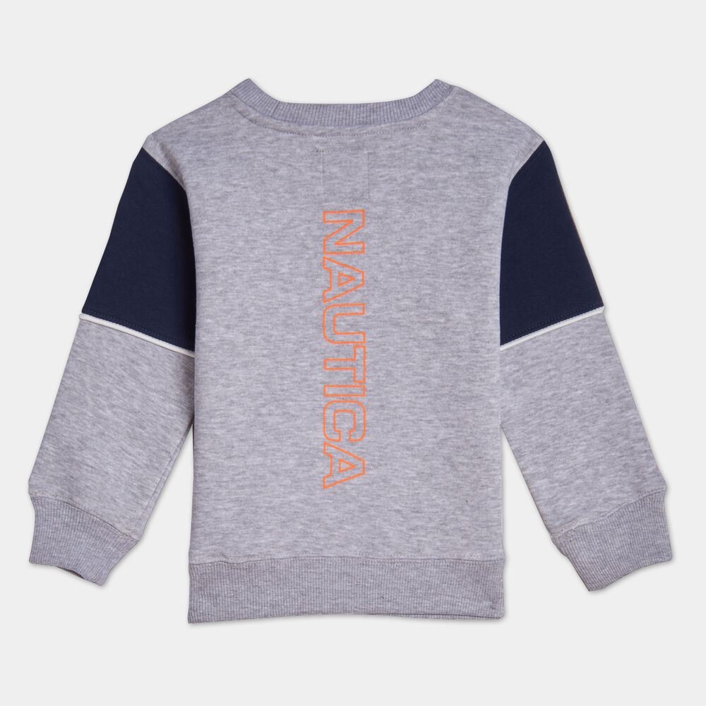 LITTLE BOYS' COLORBLOCK OVERSIZED BACK LOGO SWEATSHIRT (4-7),Grey Heather,large