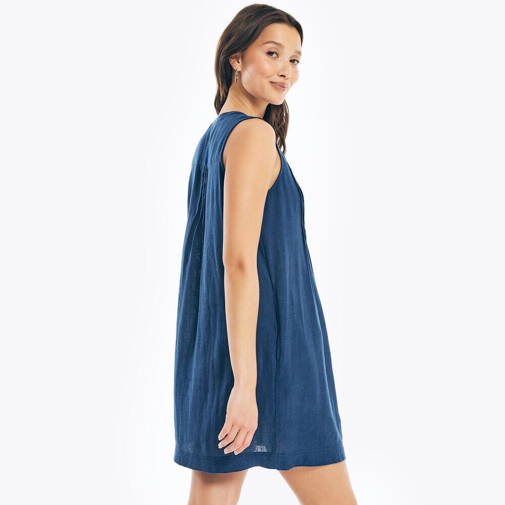 PINTUCK SHIFT DRESS,Blue Depths,large