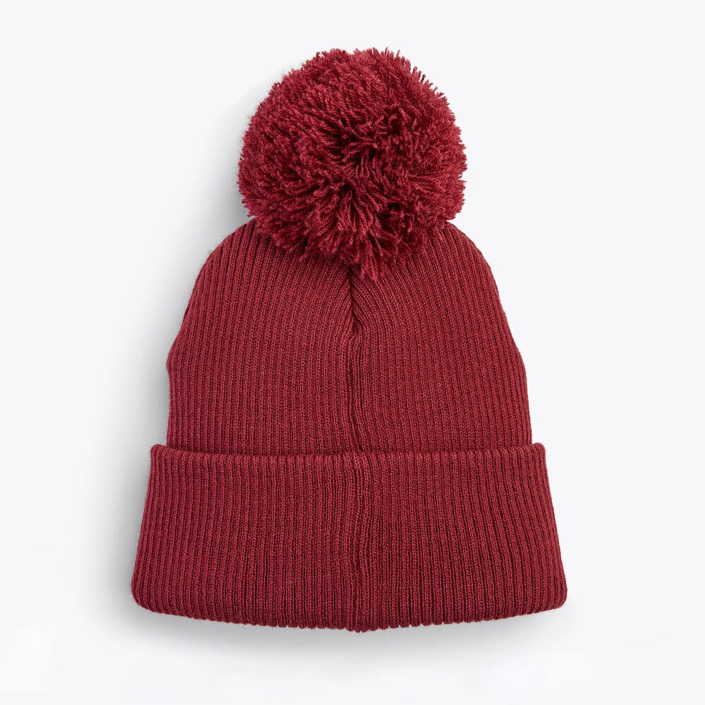 Rib-Knit Pom Hat,New Pink,large