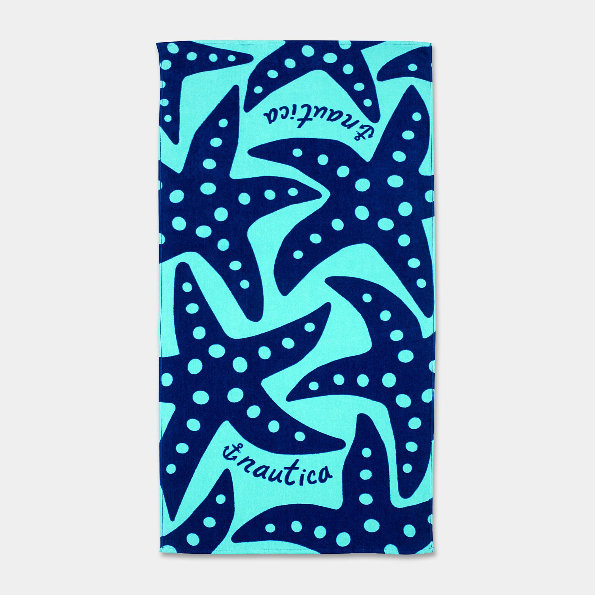 KIDS' STARFISH PRINT BEACH TOWEL,Capri Blue,large