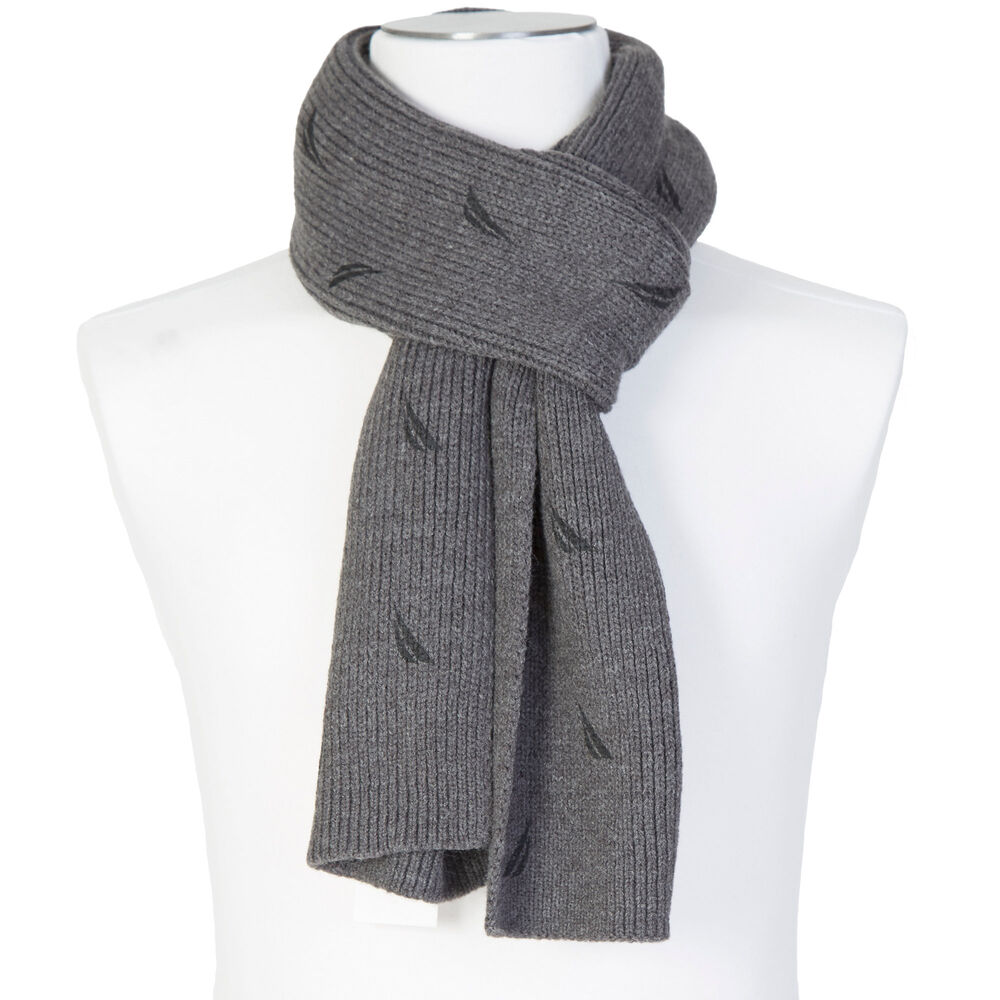 brand icon Knit Scarf,Grey Heather,large