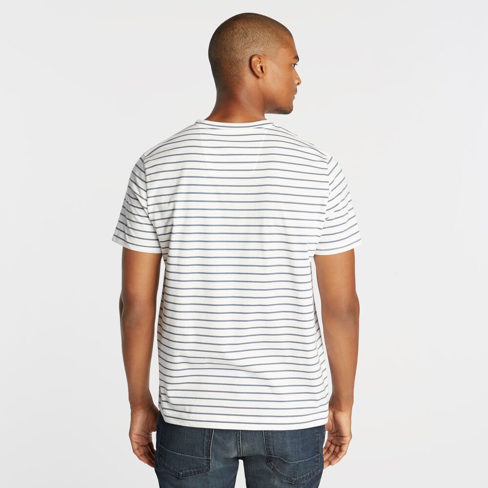 CLASSIC STRIPE V-NECK POCKET T-SHIRT,Bright White,large