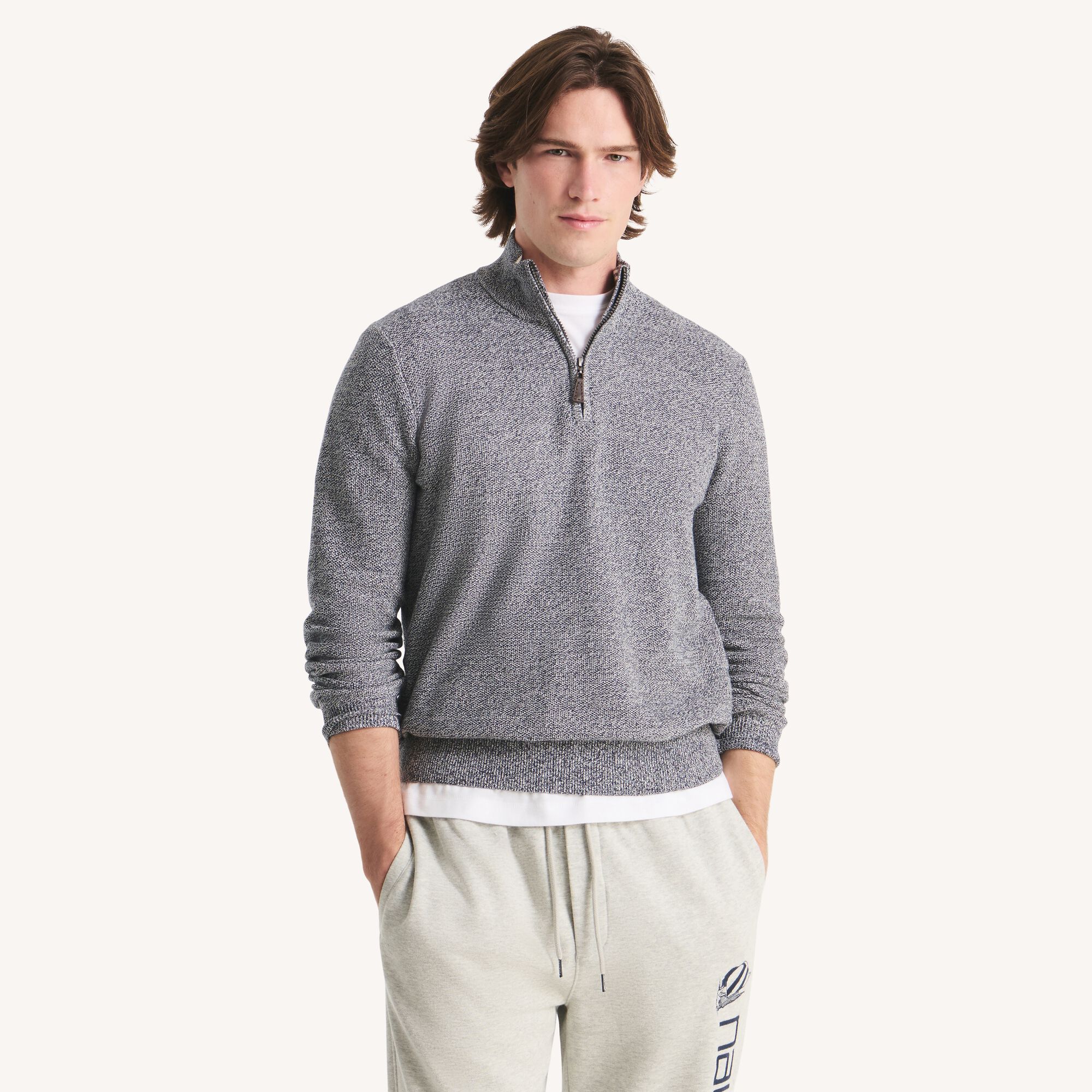Marled Quarter-Zip Sweater,Stellar Blue Heather,large