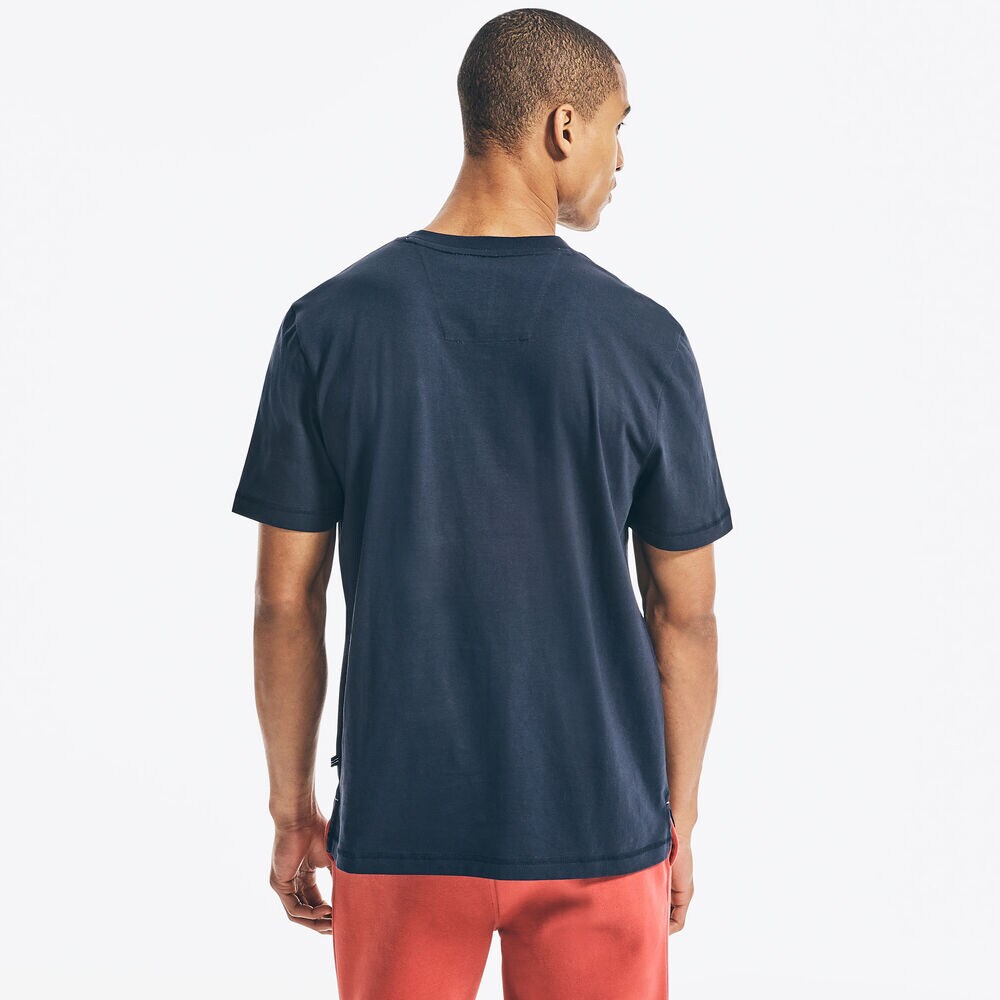 LOGO SHORT-SLEEVE HENLEY,Navy,large