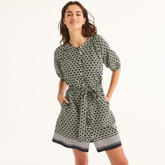 Collar Shirt Dress,Light Olive,large