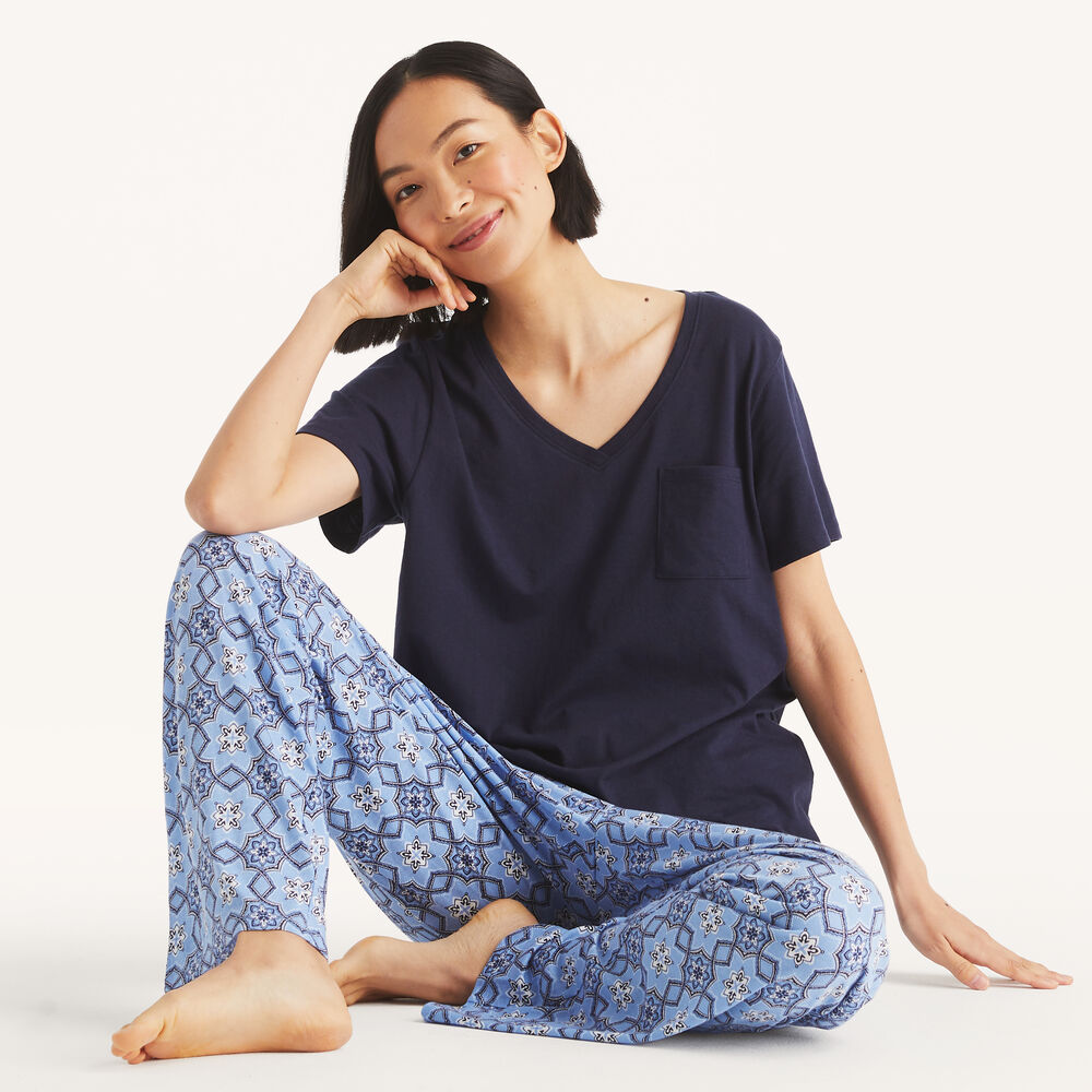 Printed Pajama Pant Set,Federal Blue,large