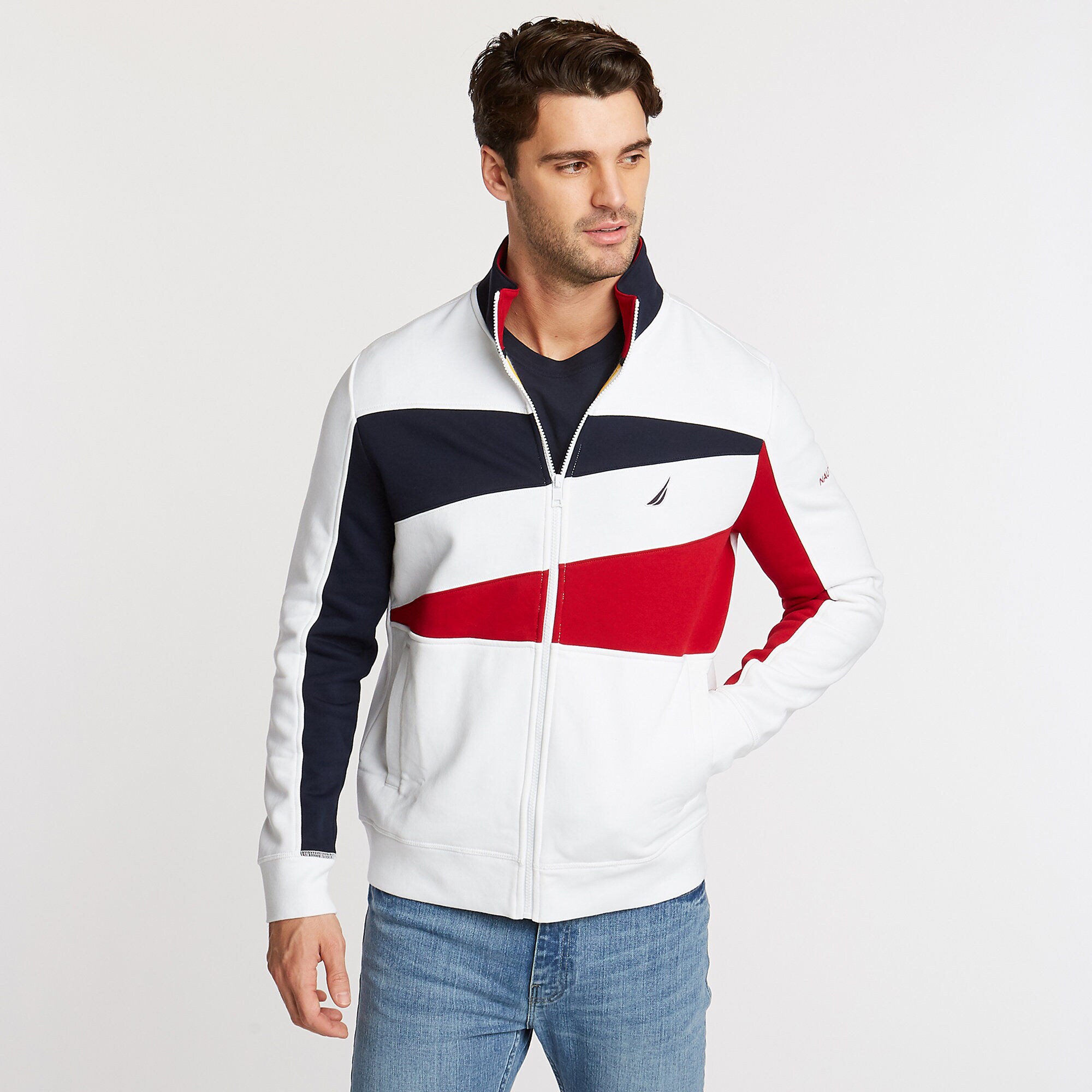 nautica トレンチジャケット ホワイト・ブラック Full-Zip Mock Neck Track Jacket | Nautica