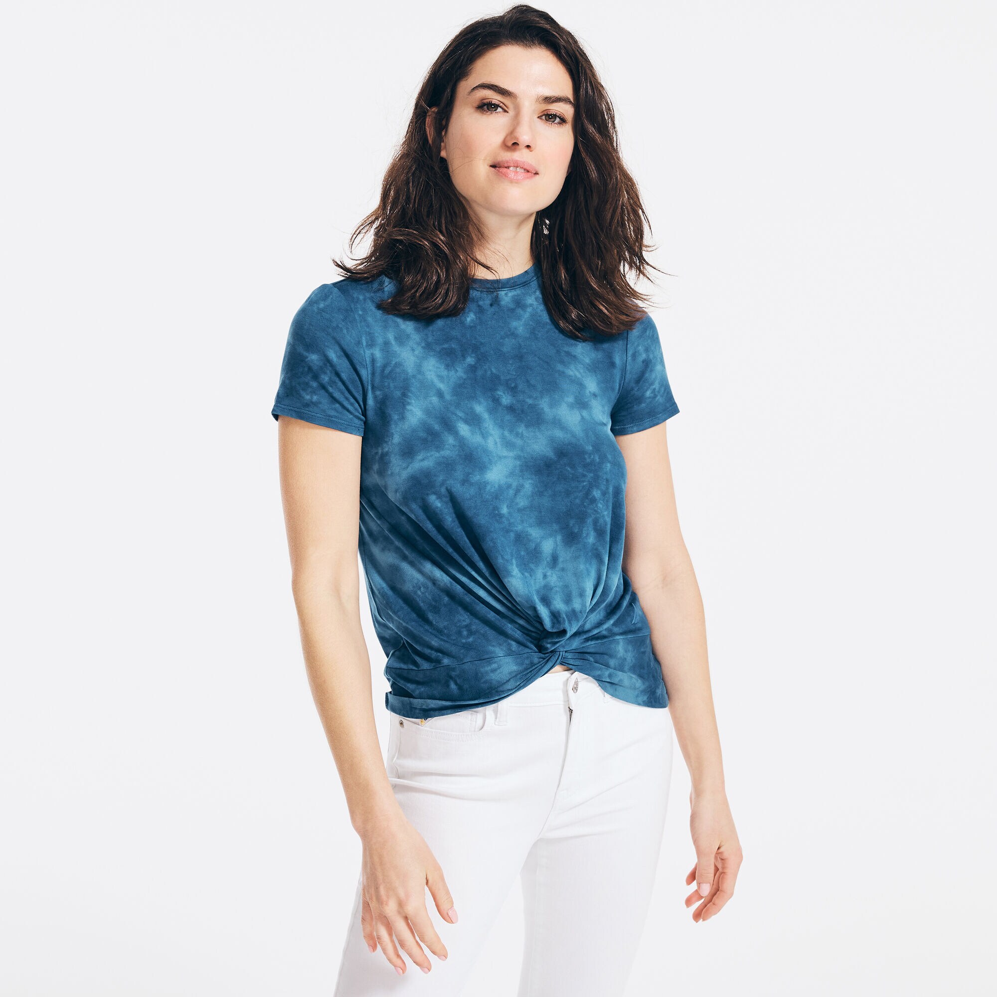 TIE-DYE TWIST-FRONT TOP,Nautica Blue,large