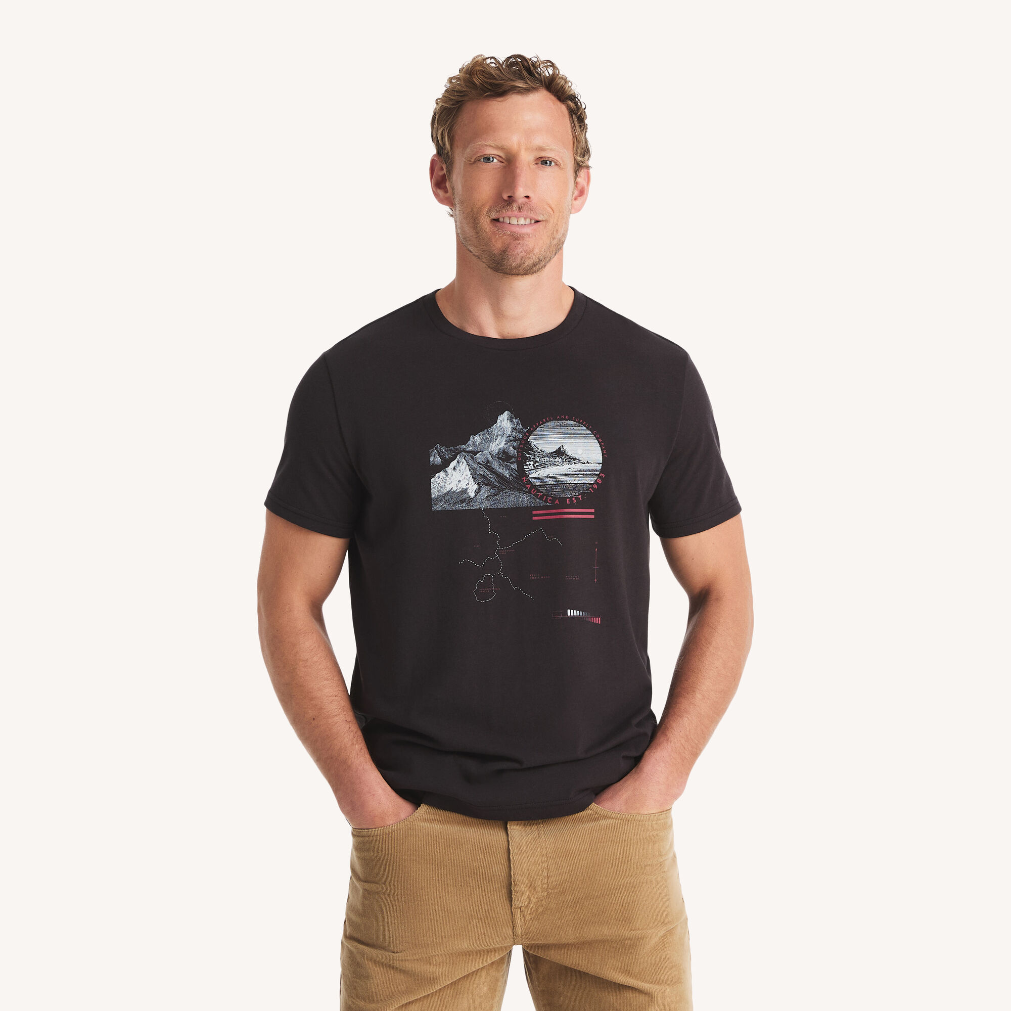 Land And Sea Graphic T-Shirt,True Black,large