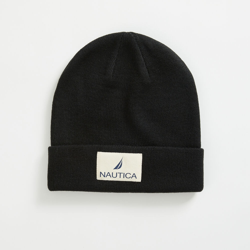 LOGO PATCH CUFFED BEANIE,True Black,large