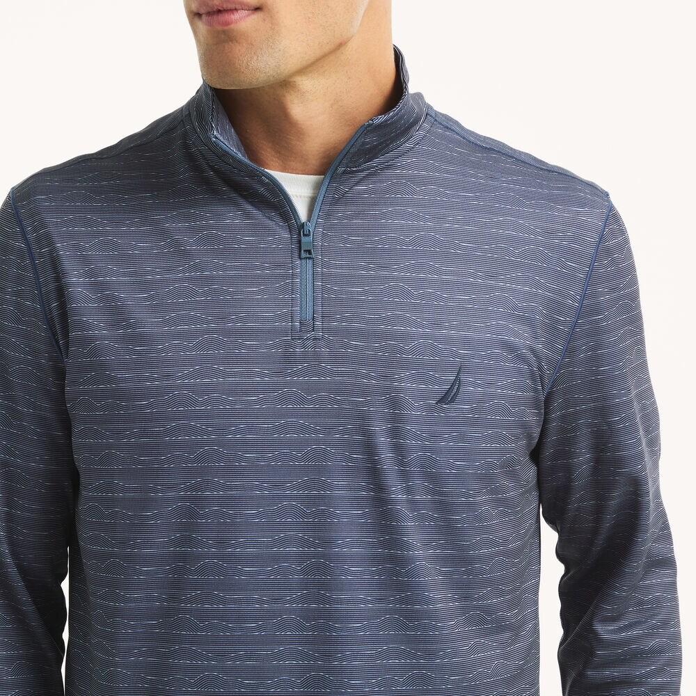 Printed Quarter-Zip Pullover,Stellar Blue Heather,large