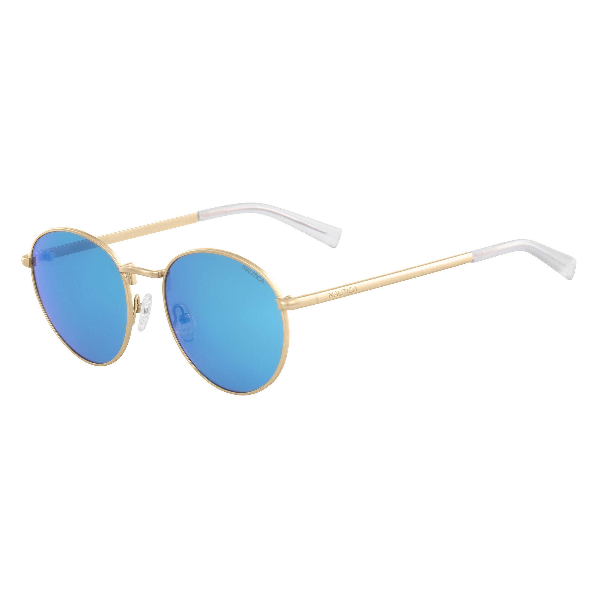 Round Sunglasses with Matte Frame,Light Gold,large