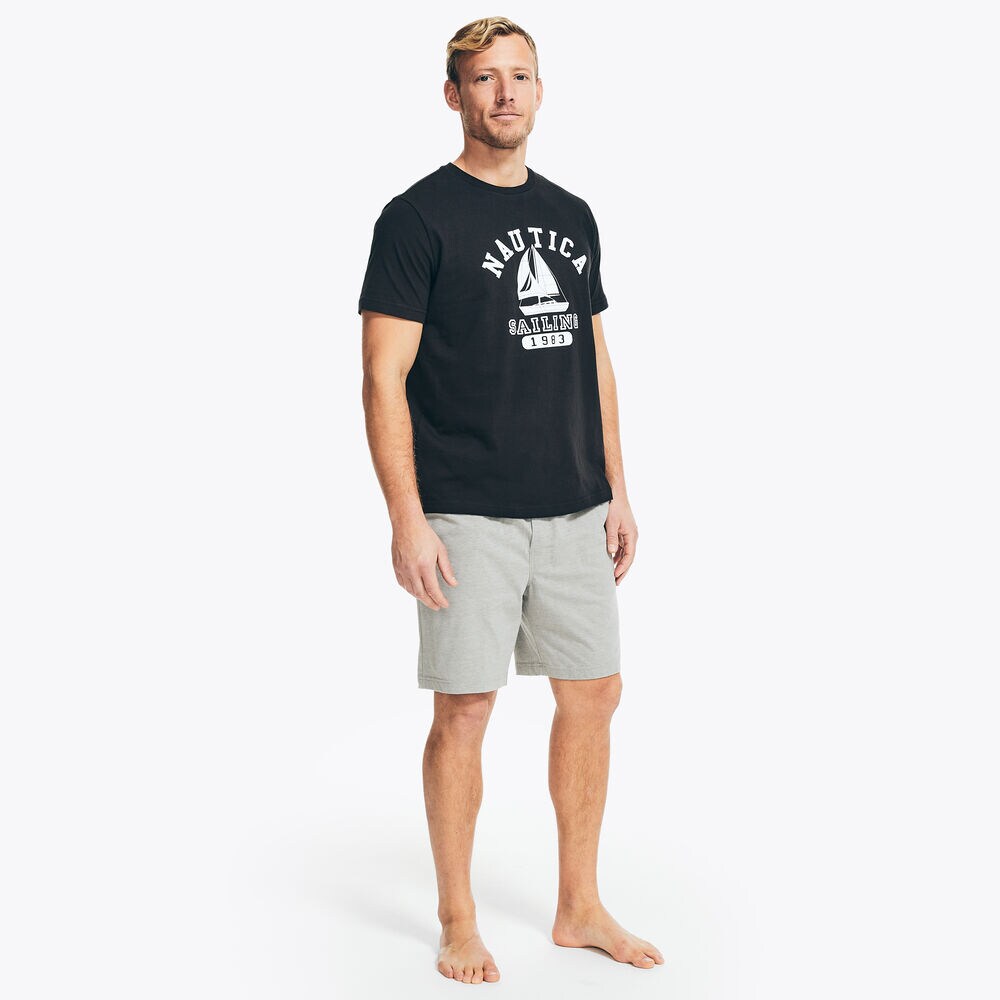 SAILING GRAPHIC SLEEP T-SHIRT,True Black,large